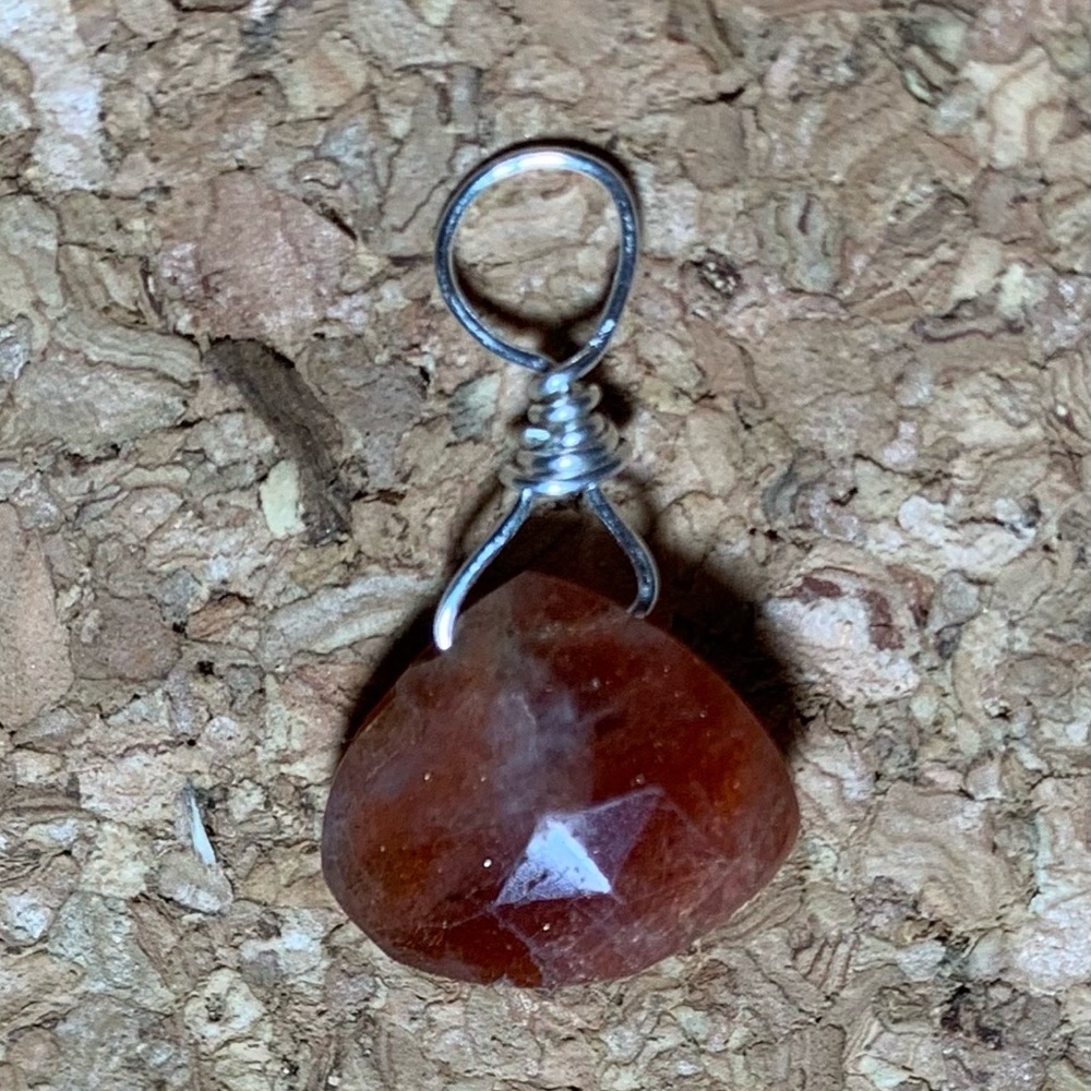 Golden brown Sunstone Briolette hand wired.SS - Picture 5 of 5